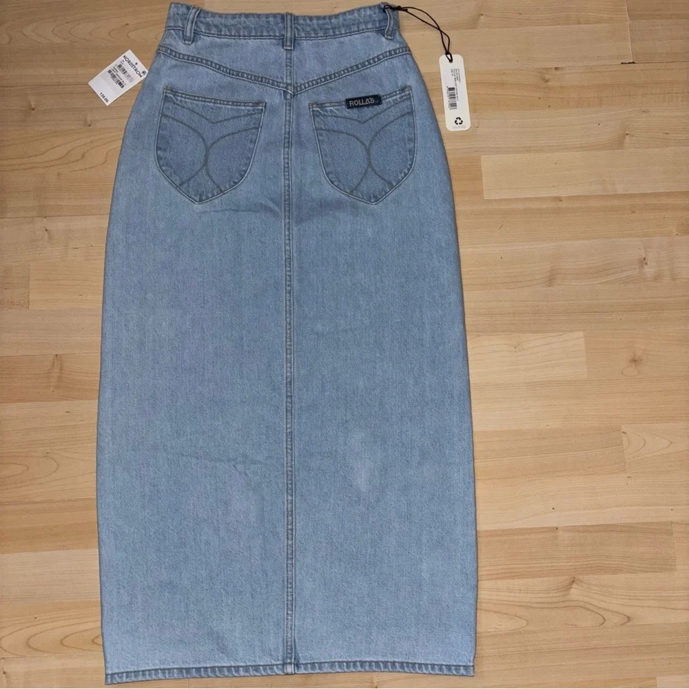 ROLLA'S Sailor Denim Midi Skirt NWT Vintage Blue High Rise Size 24